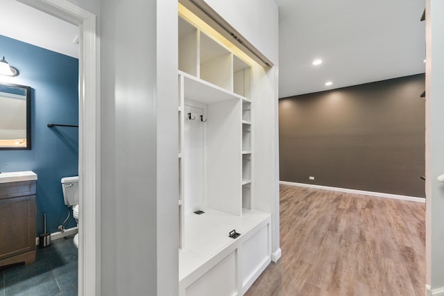 mudroom featuring light hardwood / wood-style flooring