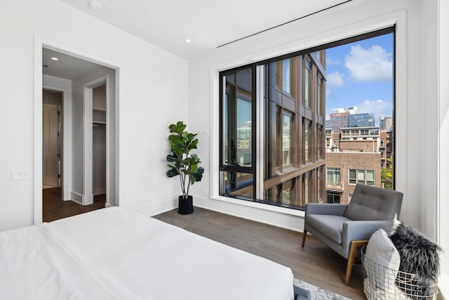 bedroom featuring dark hardwood / wood-style flooring