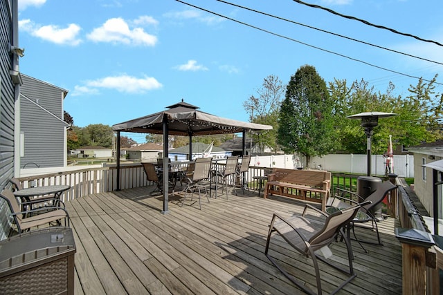 wooden deck with a gazebo