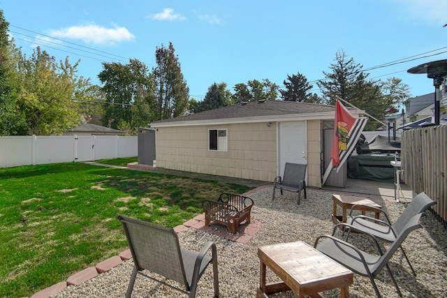 view of patio / terrace featuring an outdoor structure