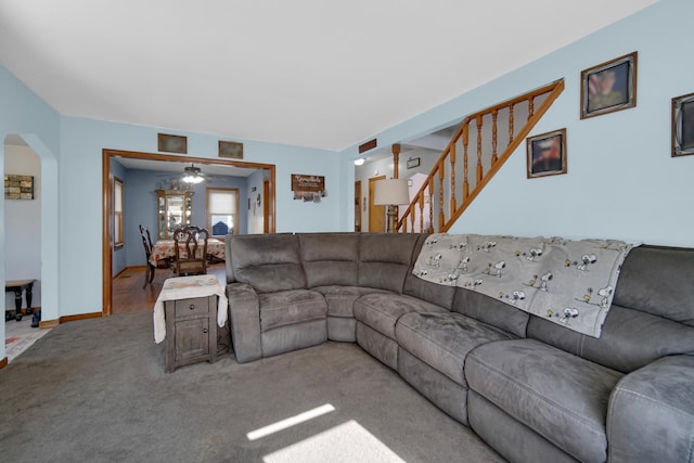 living room with carpet floors