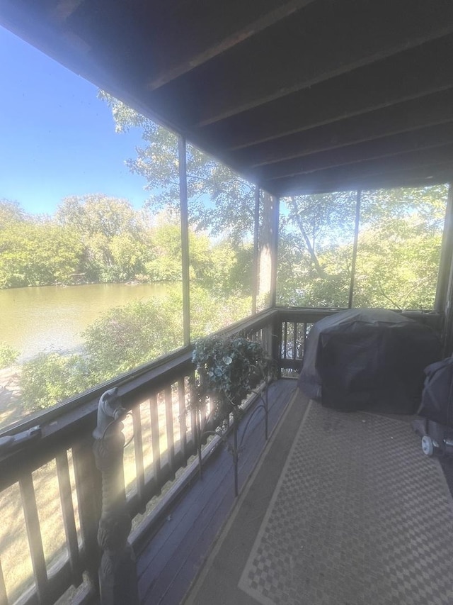 deck with a water view