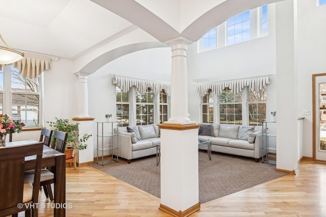 interior space featuring ornate columns