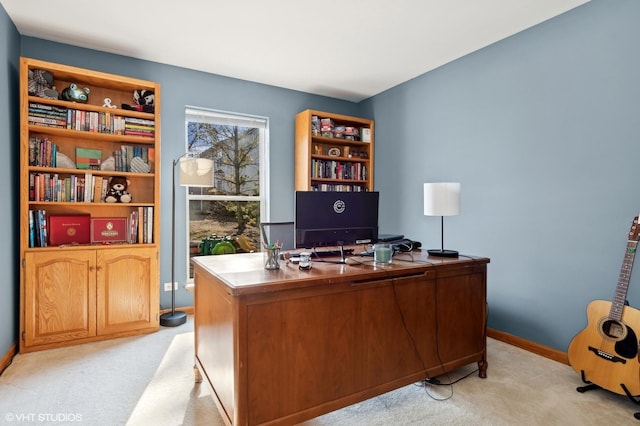 view of carpeted home office