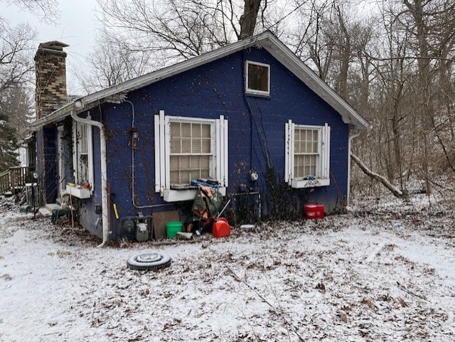 view of snow covered exterior