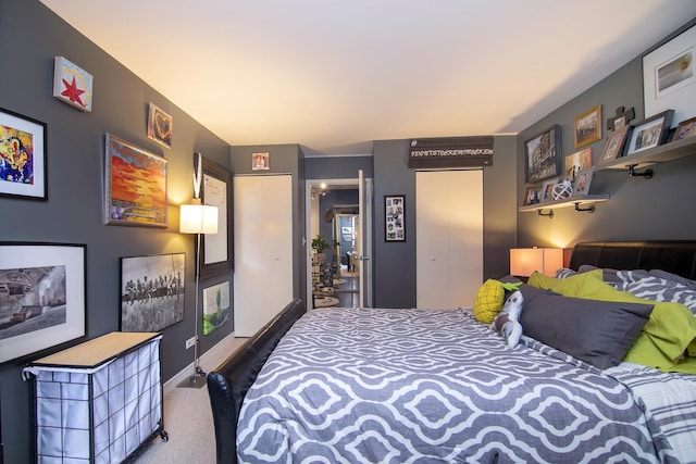 bedroom featuring a closet and carpet