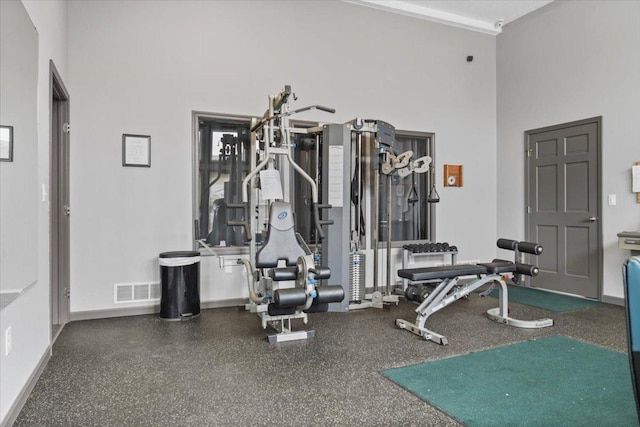 gym featuring a high ceiling