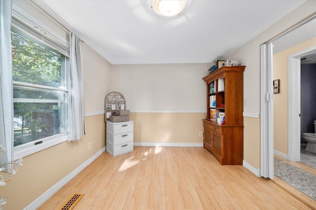 interior space with light hardwood / wood-style flooring and plenty of natural light