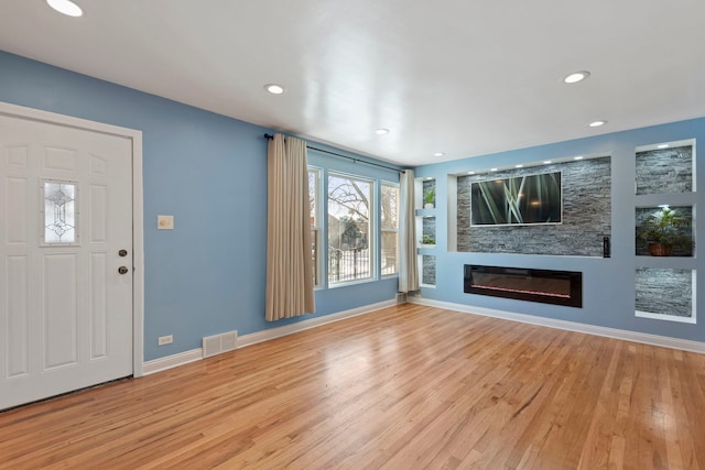 interior space with light hardwood / wood-style floors