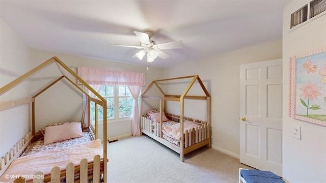 bedroom with carpet flooring and ceiling fan