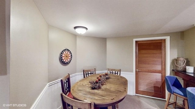 view of carpeted dining room