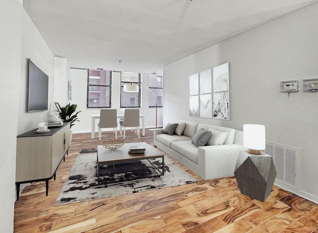 living room featuring light hardwood / wood-style flooring