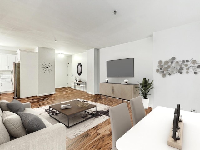 living room with light wood-type flooring