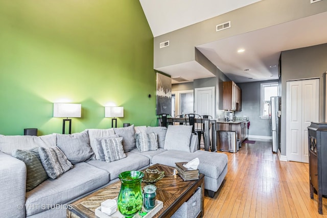 living room featuring light hardwood / wood-style flooring