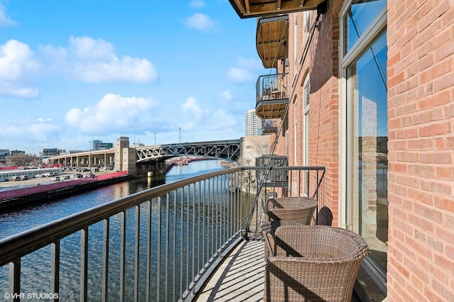 balcony with a water view