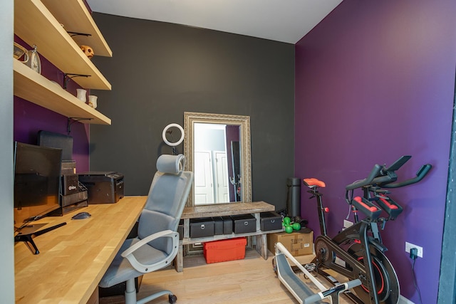 home office featuring light wood-type flooring