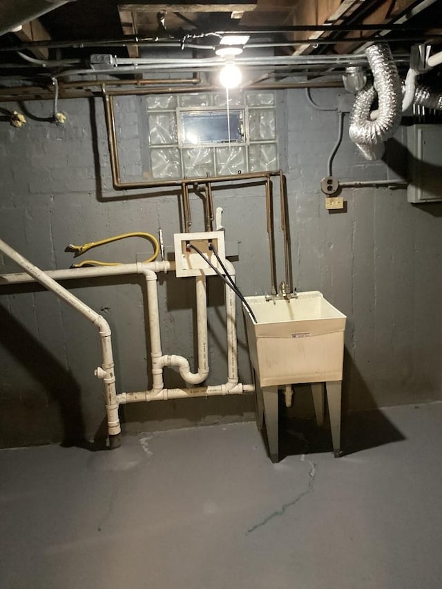 basement with sink