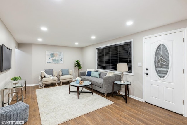 living room featuring dark hardwood / wood-style floors