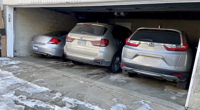 garage with a garage door opener