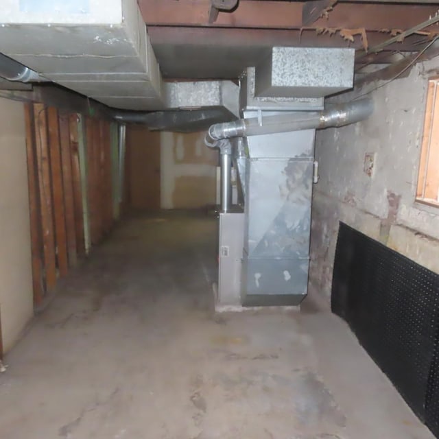 basement with heating unit