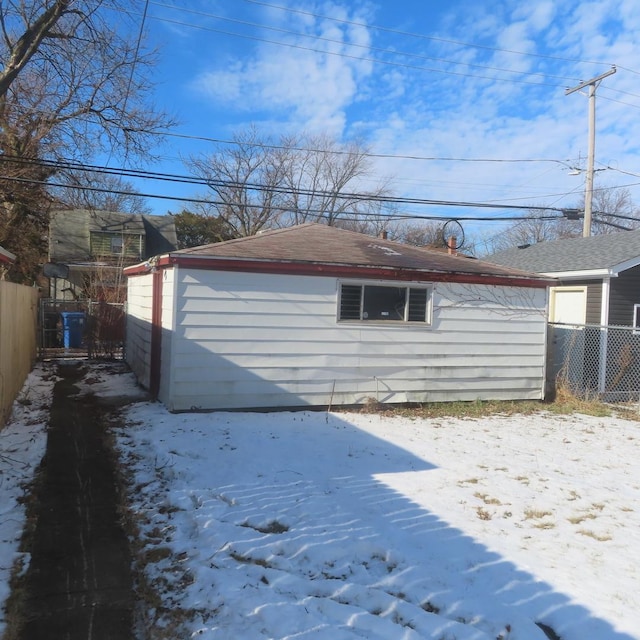 view of snow covered exterior