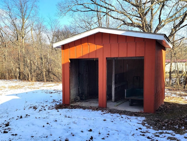 view of snow covered structure