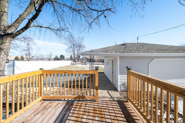 view of snow covered deck