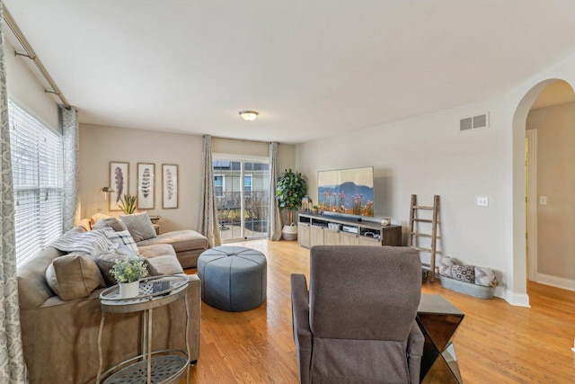 living room featuring light hardwood / wood-style flooring