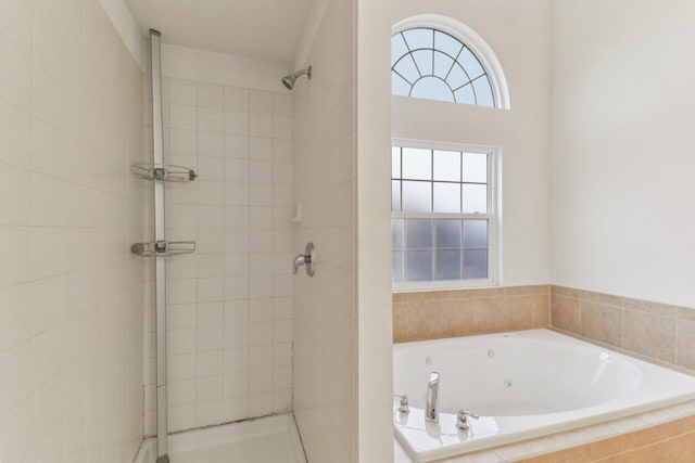 bathroom with separate shower and tub