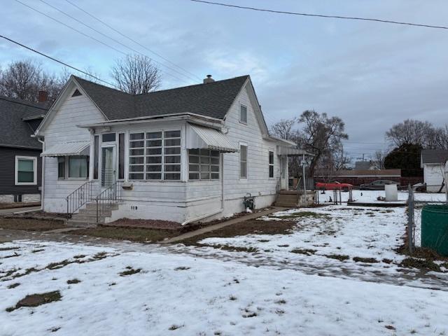 view of snow covered exterior