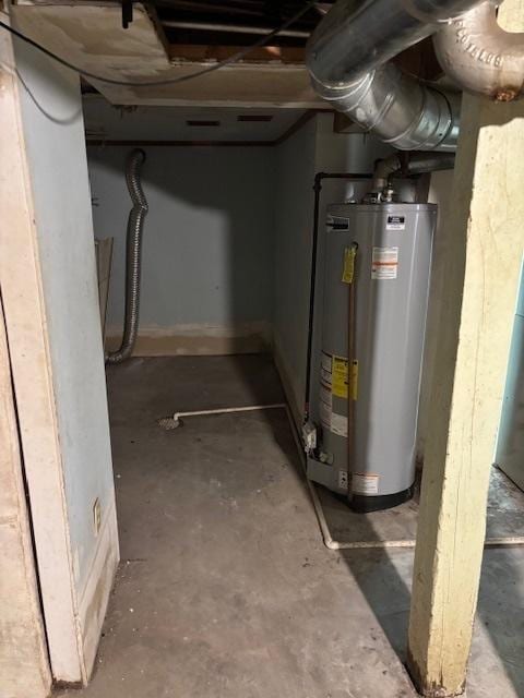 basement featuring gas water heater