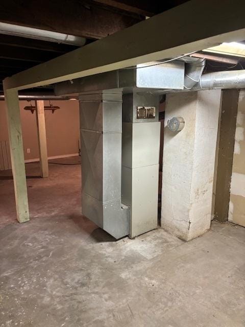 basement with heating unit