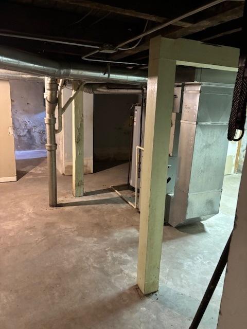 basement with water heater