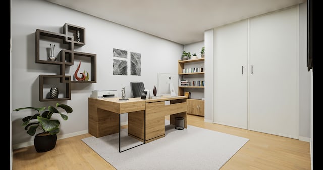 office area with hardwood / wood-style floors