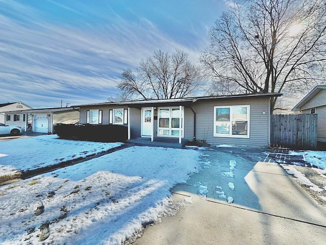 single story home with a garage