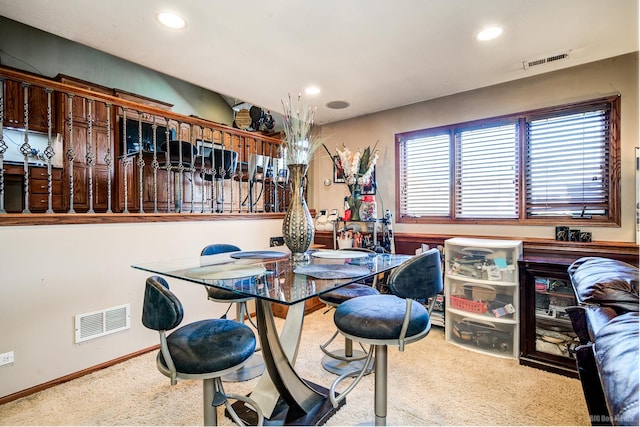 view of carpeted dining room