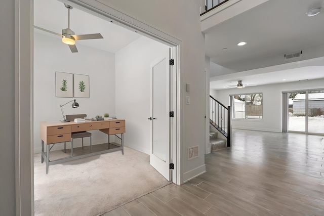 interior space with light hardwood / wood-style floors