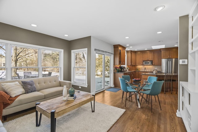 living room with wood-type flooring