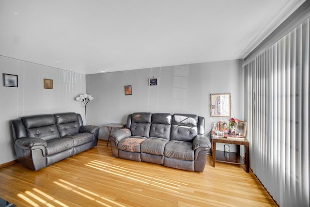 living room with light hardwood / wood-style floors