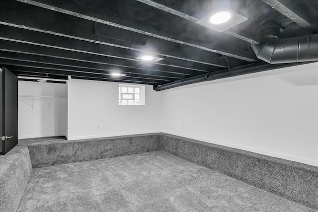 basement featuring carpet floors