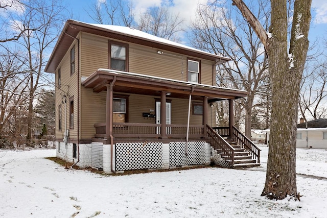 view of front facade featuring covered porch