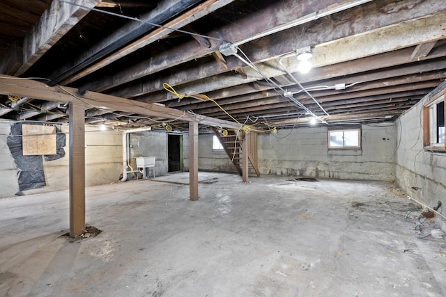 basement featuring sink