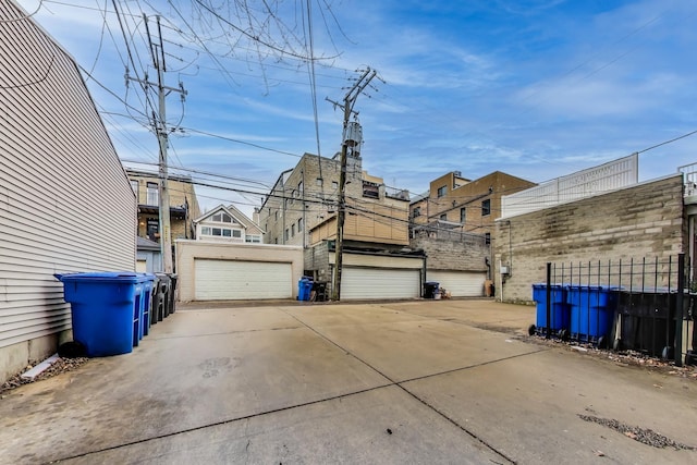 view of yard with a garage