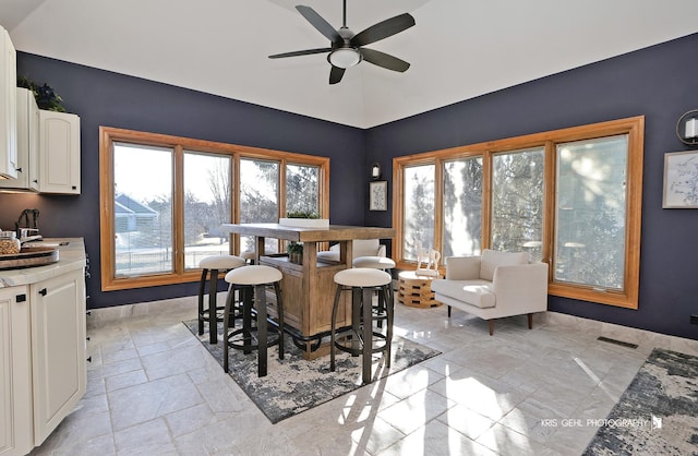 dining area featuring ceiling fan