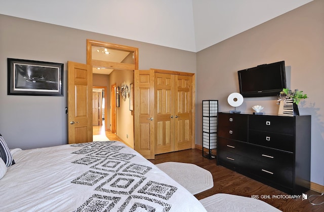 bedroom featuring dark hardwood / wood-style flooring