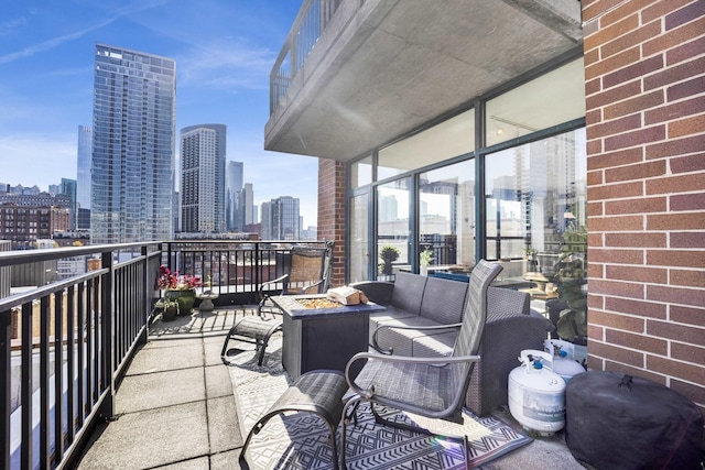 balcony featuring an outdoor living space