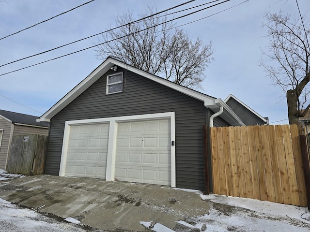 view of snow covered garage