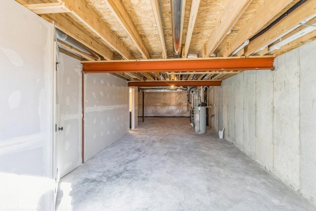 basement with water heater