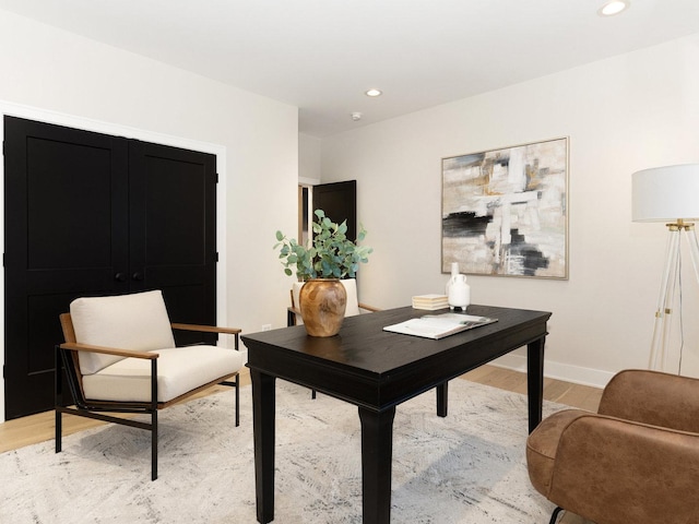 office featuring light wood-type flooring