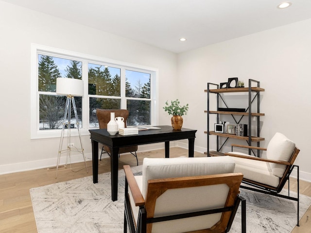 home office featuring wood-type flooring